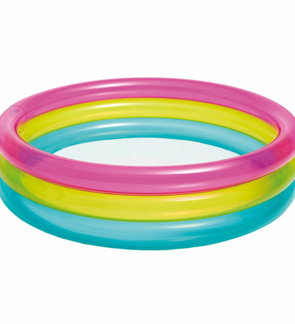 Intex inflatable rainbow rings swimming pool toys set with 12 colorful rings, perfect for children's outdoor water play.