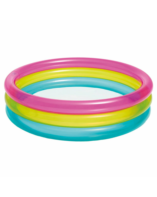 Intex inflatable rainbow rings swimming pool toys set with 12 colorful rings, perfect for children's outdoor water play.