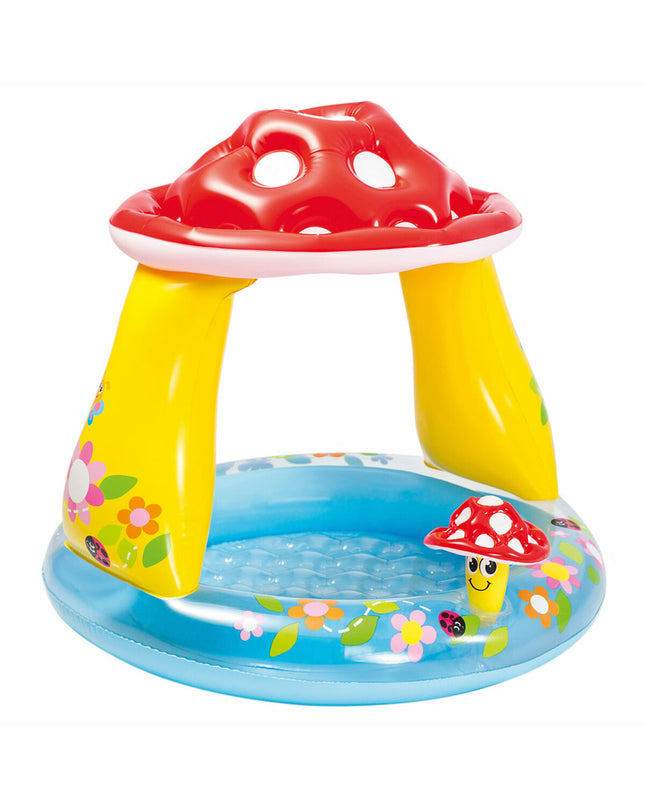 Six Intex inflatable mushroom sun tents for kids' swimming pools, each measuring 102 x 89 x 102 cm, ideal for outdoor play.
