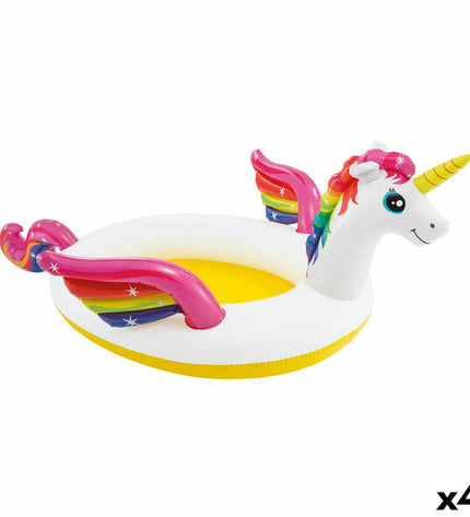 Intex unicorn inflatable kiddie pools, set of 4, colorful water toys for children, measuring 27.2 x 10.4 x 19.3 cm.