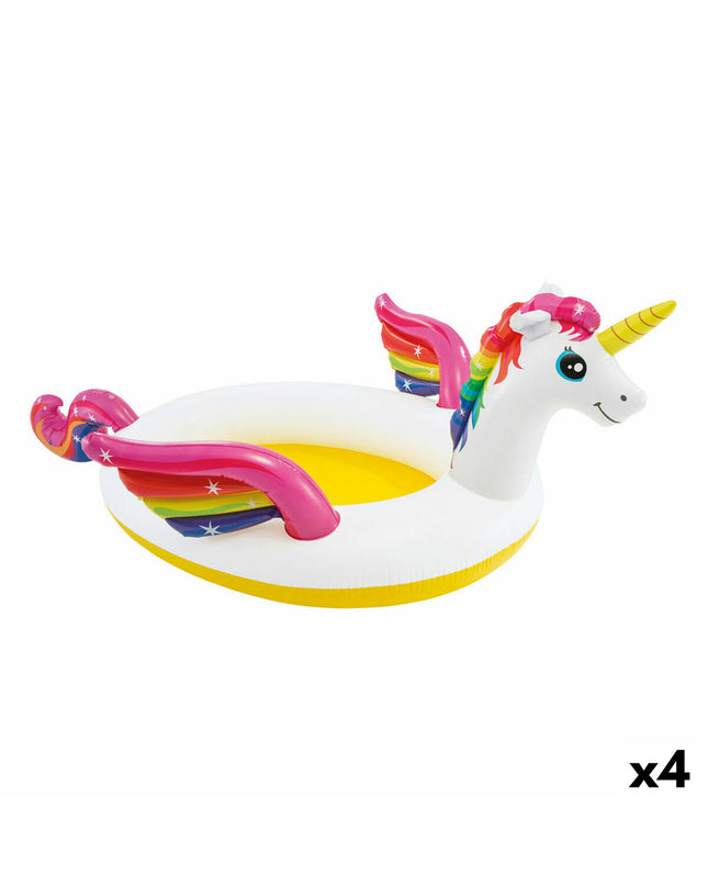 Intex unicorn inflatable kiddie pools, set of 4, colorful water toys for children, measuring 27.2 x 10.4 x 19.3 cm.