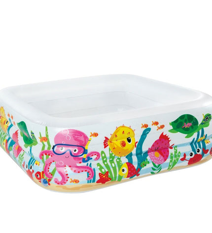 Inflatable Intex Aquarium Kids Pool with 340L capacity, featuring colorful aquatic design, set of three for outdoor play