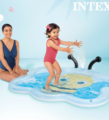 Six Intex inflatable children's swimming pools, 127x102x28 cm, colorful plastic pools for outdoor play and fun.