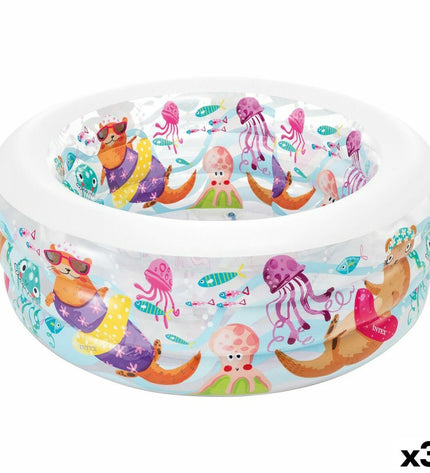 Intex Aquarium inflatable children's pool with colorful fish design, 152 x 56 x 152 cm, set of three for outdoor play.