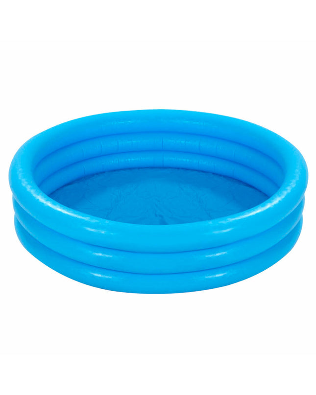 Set of 12 blue inflatable children's swimming pools by Intex, 114 x 25 cm with colorful ring design, ideal for outdoor play.