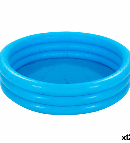 Set of 12 blue inflatable children's pools by Intex, 114 x 25 cm with colorful ring design, ideal for outdoor play and water fun.