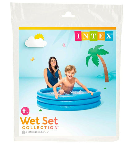 Set of 12 blue inflatable children's pools by Intex with colorful ring designs, 114 x 25 cm, perfect for outdoor play.