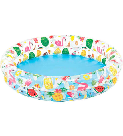 Intex inflatable kids' swimming pool with tropical ring design, 150L capacity, 122 x 25 cm, set of 12 for outdoor play.