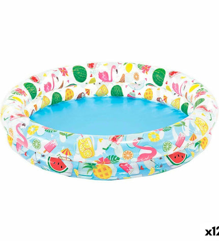 Set of 12 Intex inflatable children's pools with tropical ring design, 122 x 25 cm, suitable for outdoor play and water fun.