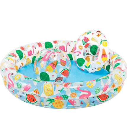 Set of 12 Intex inflatable children's pools with tropical ring design, 122x25 cm, ideal for outdoor play and swimming fun