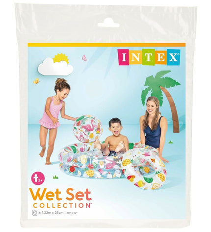 Set of 12 Intex inflatable kiddie pools with tropical ring design, 122 x 25 cm, suitable for outdoor play and water fun.