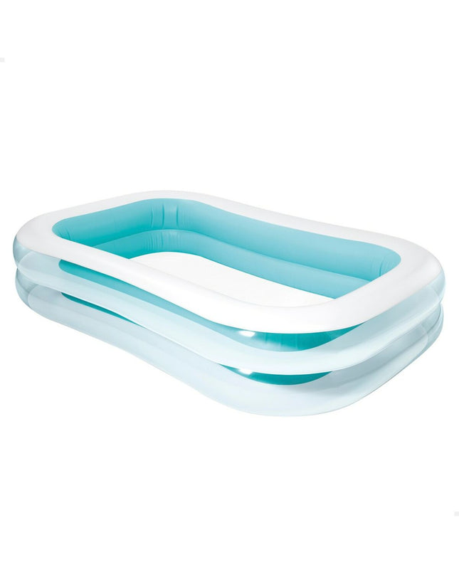 Two Intex inflatable swimming pools in white and green, 770L capacity, measuring 262 x 56 x 175 cm, for outdoor use.
