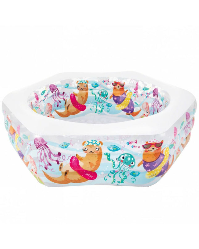 Intex Acuario inflatable swimming pools set with three 191x61x178 cm pools for outdoor use in gardens or yards.