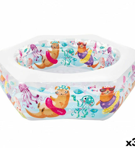 Intex Acuario inflatable swimming pool set with three pools, measuring 191 x 61 x 178 cm, for garden use.