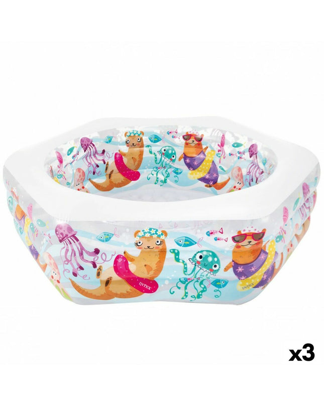 Intex Acuario inflatable swimming pool set with three pools, measuring 191 x 61 x 178 cm, for garden use.