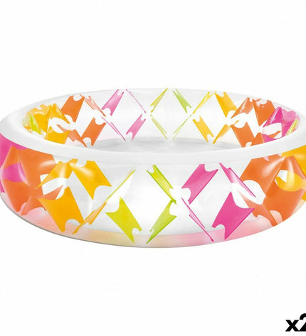 Two Intex inflatable garden pools, 229x56x229 cm, shown with bright blue circular design, suitable for outdoor fun.