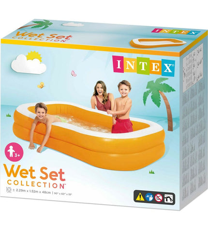 Intex Mandarin orange inflatable pools, 600 L capacity, set of three, outdoor garden swimming pools with dimensions 229 x 48 x 152 cm