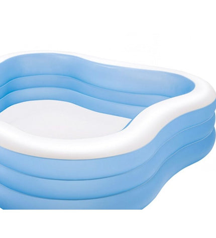 Two blue Intex inflatable swimming pools, 1250 L capacity, measuring 229 x 56 x 229 cm, suitable for garden use.