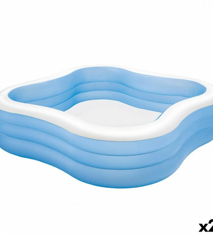 Two blue Intex inflatable swimming pools, 1250L capacity, measuring 229 x 56 x 229 cm, suitable for garden use.