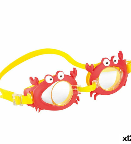 Set of 12 Intex Junior swimming goggles for children, designed for water sports and outdoor swimming activities.