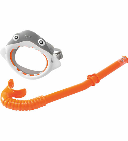 Set of six Intex children's snorkel masks and snorkel tubes featuring a shark design for water sports and outdoor swimming.