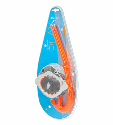 Set of six Intex Shark kids snorkel masks and snorkel tubes for water sports and outdoor swimming activities.