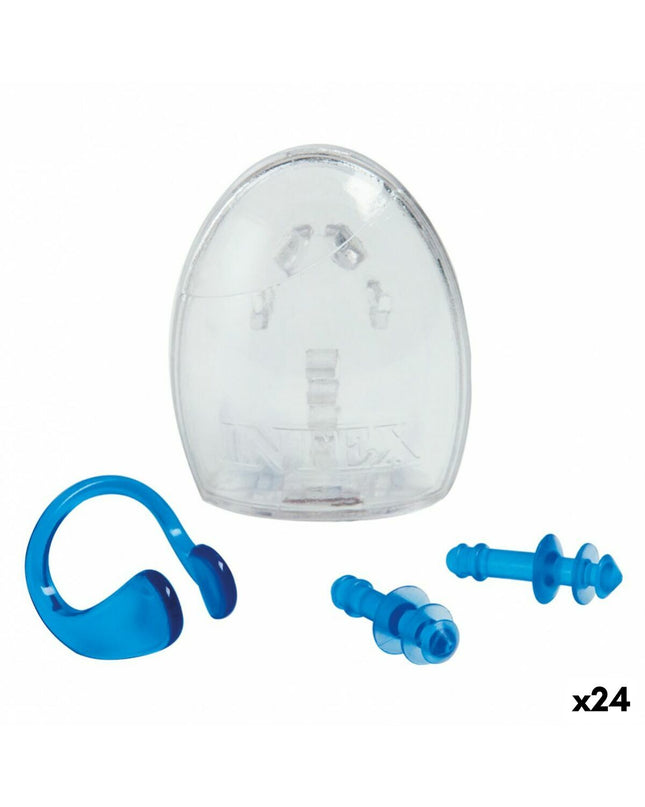 Intex swimming earplugs and nose clips for water sports, shown as a set of black earplugs and nose clip for swimming protection.