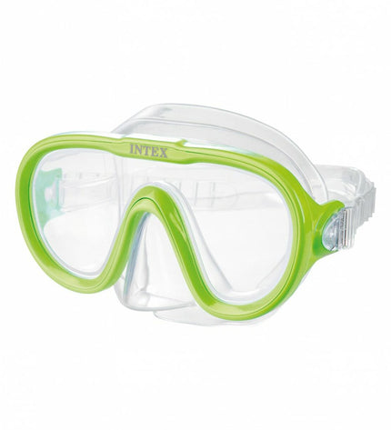 Set of six Intex green children's snorkel masks and snorkel tubes for kids, suitable for water sports and outdoor swimming.