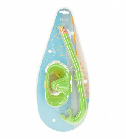 Set of six green Intex kids snorkel masks and snorkel tubes for water sports and outdoor swimming activities.