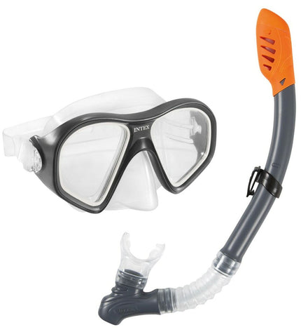 Set of six Intex children's snorkel masks and snorkel tubes in blue, designed for kids' watersport and outdoor snorkeling activities.