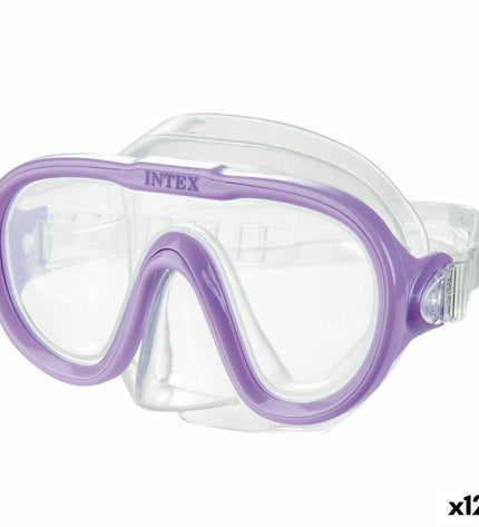 Purple Intex Sea Scan snorkel mask with adjustable straps and clear lens for watersport and outdoor snorkeling activities.