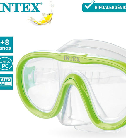 Purple Intex Sea Scan snorkeling goggles, sport and outdoor watersport gear with adjustable strap and clear lenses.