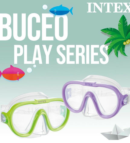 Purple Intex Sea Scan snorkel mask with adjustable straps, designed for watersports and outdoor snorkeling adventures.