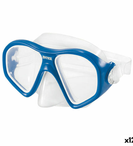 Intex Reef Rider snorkel goggles for watersports, featuring a clear lens and adjustable strap for comfortable outdoor swimming.