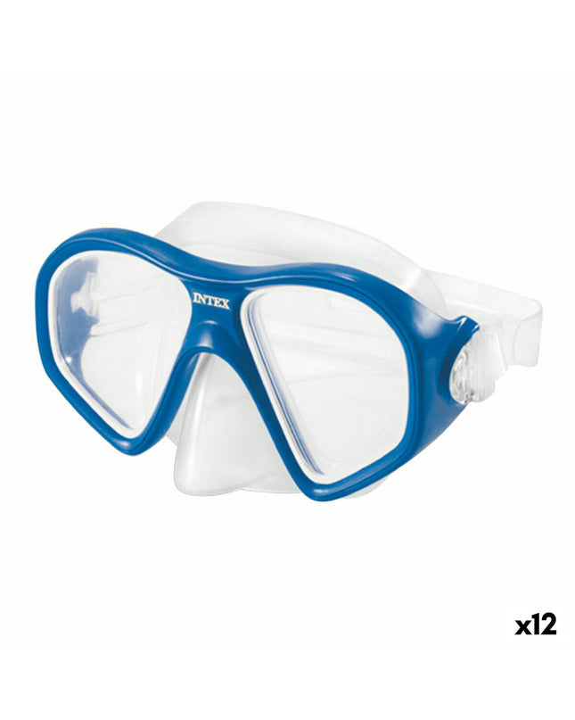 Intex Reef Rider snorkel goggles for watersports, featuring a clear lens and adjustable strap for comfortable outdoor swimming.