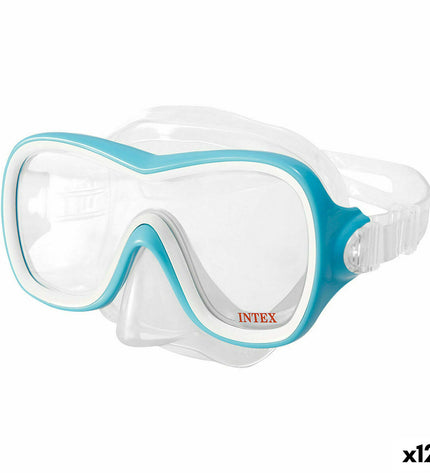 Blue Intex Wave Rider snorkel mask for watersports and outdoor activities, featuring a comfortable fit and clear viewing window.