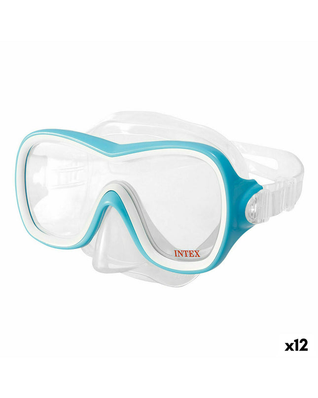 Blue Intex Wave Rider snorkel mask for watersports and outdoor activities, featuring a comfortable fit and clear viewing window.