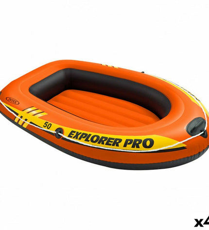 Inflatable Intex Explorer Pro 50 boat set with four 137x23x85 cm boats for water sports and outdoor activities.