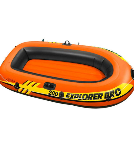 Three Intex Explorer Pro inflatable boats for watersports, measuring 196 x 33 x 102 cm, suitable for outdoor water activities.