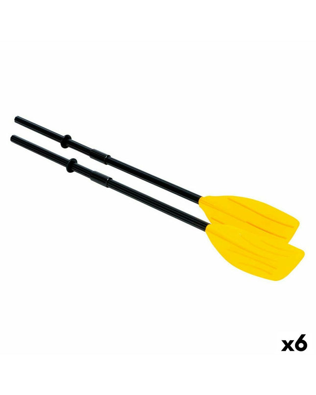 Intex Roeispanen set with six 15.5 x 122 cm paddles for watersport and outdoor activities, featuring blue handles and blades.