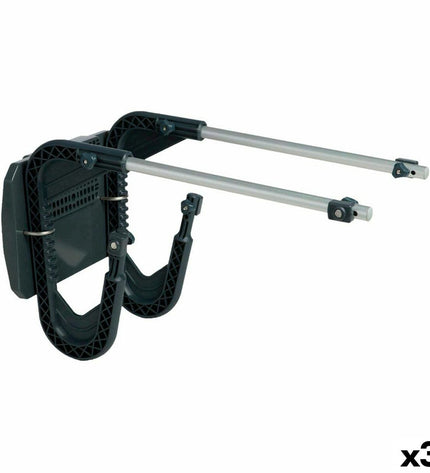 Intex inflatable boat motor support for Mariner, Excursion, Seahawk, Challe models, shown in blue with safety straps.