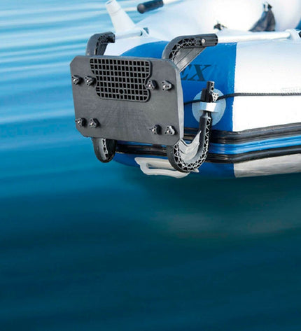 Set of three Intex inflatable boat motor supports for Mariner, Excursion, Seahawk, and Challe models, suitable for watersport activities.