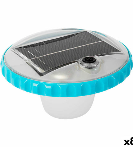 Set of 8 Intex floating solar pool lights with waterproof design, ideal for gardens, pools, and jacuzzis.