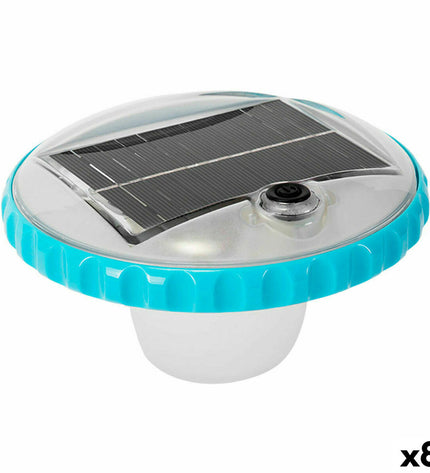 Set of 8 Intex floating pool lights, waterproof solar LED lights for swimming pools, garden ponds, and hot tubs.