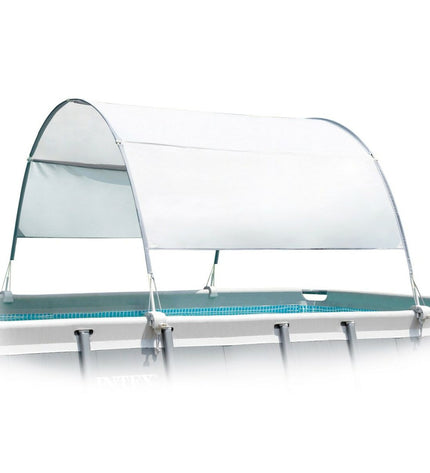 Set of three Intex Zonnetenten for garden pools, jacuzzis, and swimming pools, providing shade and protection.