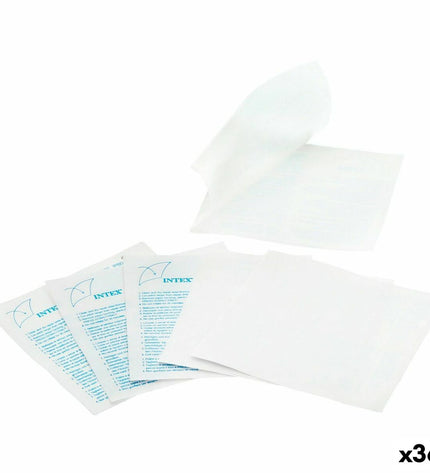 Set of 36 Intex inflatable repair patches for garden pools, jacuzzis, and inflatable toys, measuring 7x0.5x7 cm.