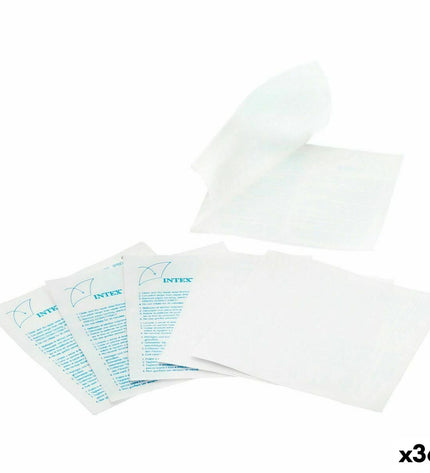 Set of 36 Intex repair patches for inflatable pools, jacuzzis, and garden inflatables, measuring 7 x 0.5 cm each.