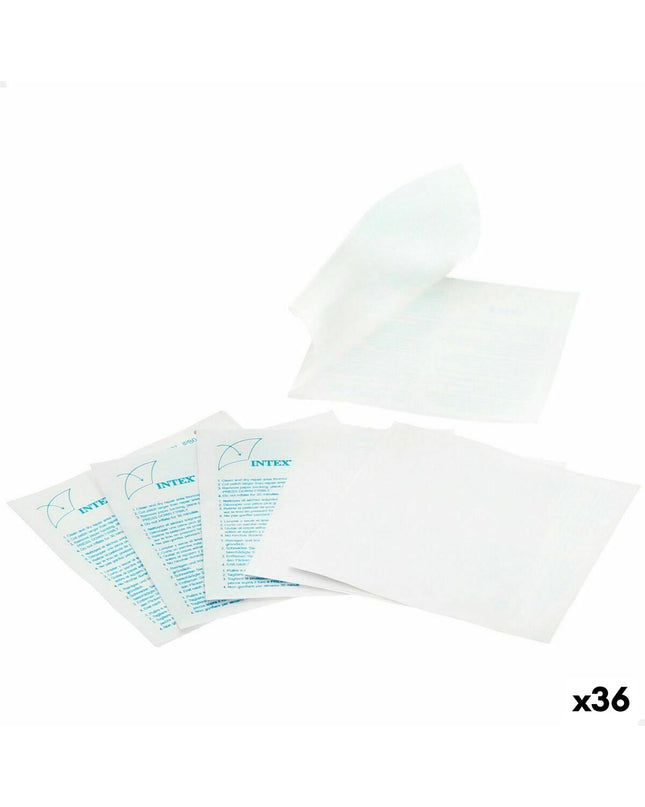 Set of 36 Intex repair patches for inflatable pools, jacuzzis, and garden inflatables, measuring 7 x 0.5 cm each.