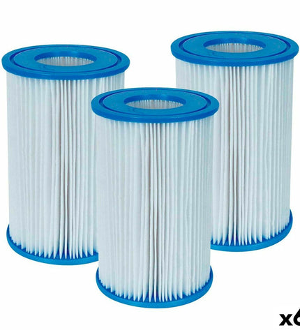 Set of three Intex replacement cartridges Type A for garden, swimming pool, and jacuzzi filters, shown in image.