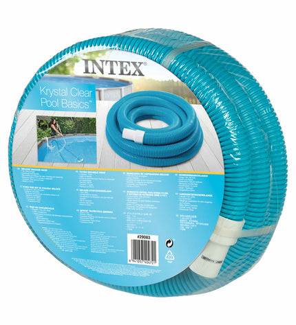 Six Intex garden hoses with 1.5-inch diameter, 760 cm length, and 38 mm fittings, suitable for pools, jacuzzis, and garden irrigation.